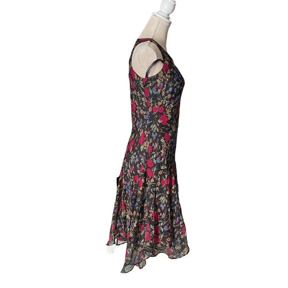 Ralph Lauren 90s Does 30s Women Black Floral Chiffon Flowing Maxi Dress Sz 2P - Picture 7 of 11